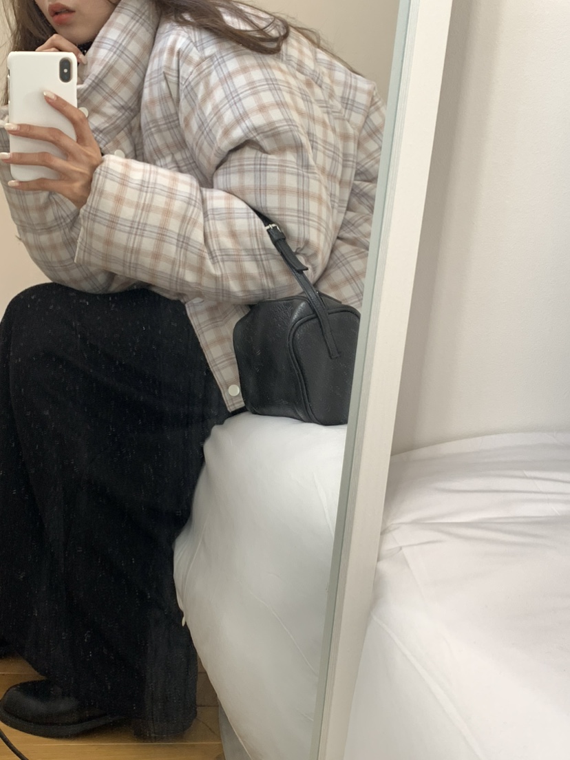 NOTICE東大門㊣直郵女裝新品休閑職業短款羽絨服格紋填充鴨絨NOTICE短款羽絨服