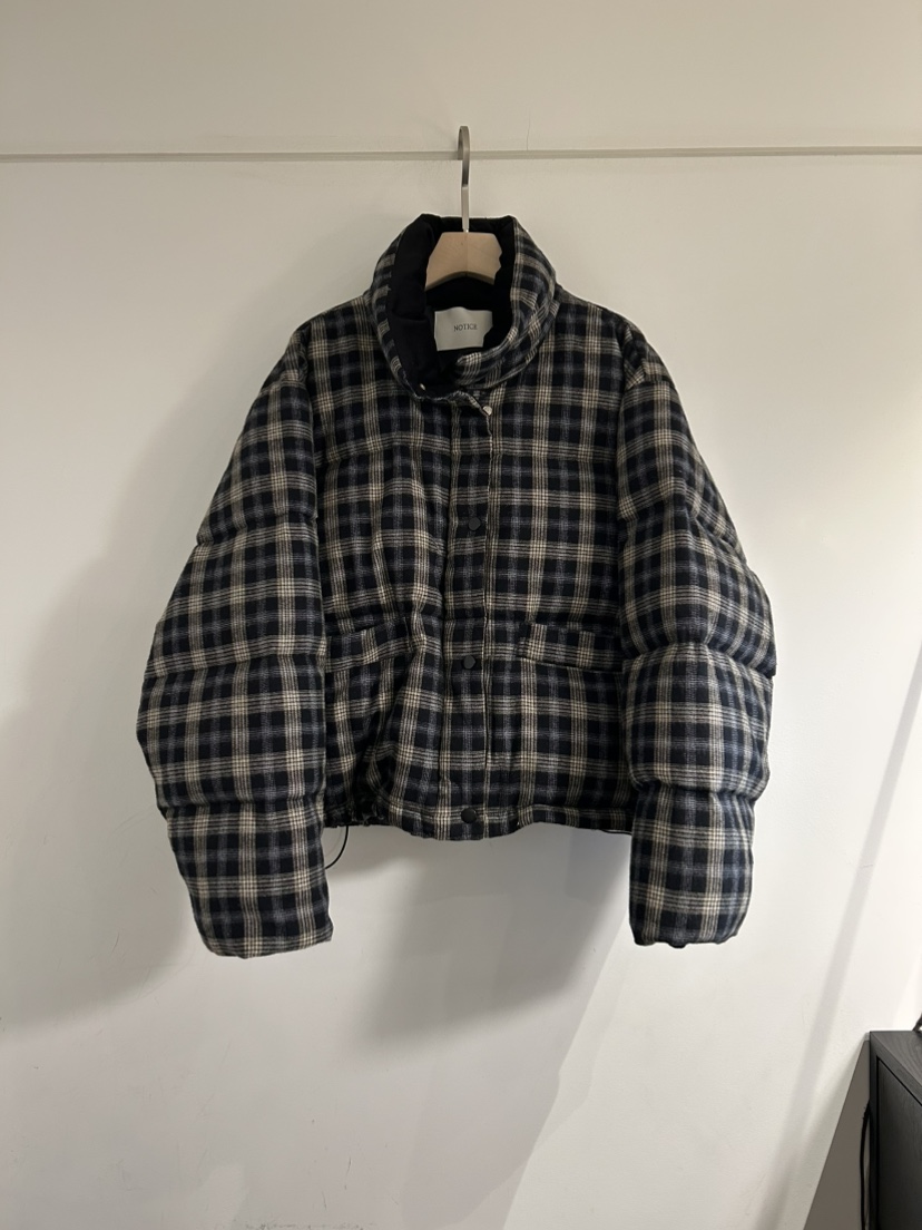 NOTICE東大門㊣直郵女裝新品休閑職業短款羽絨服格紋填充鴨絨NOTICE短款羽絨服圖色1
