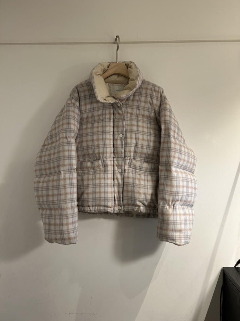 NOTICE東大門㊣直郵女裝新品休閑職業短款羽絨服格紋填充鴨絨NOTICE短款羽絨服圖色2