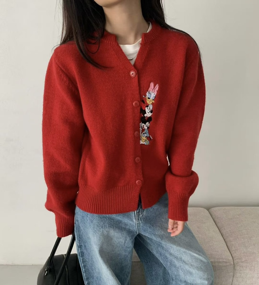 SYMBOL東大門㊣代購女士新品推薦職業熱賣時尚毛衣刺繡開衫SYMBOL毛衣圖色1