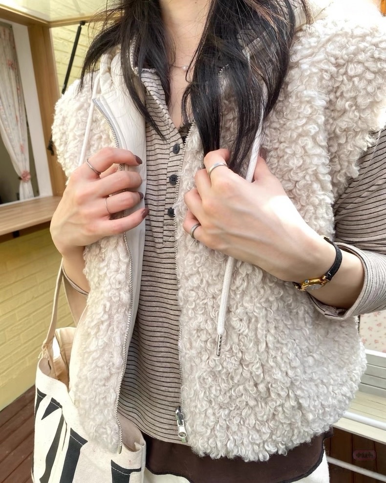 DOUZEMOIS東大門㊣實拍女裝新品25秋冬推薦職業馬甲羊毛雙面DOUZEMOIS馬甲圖色1