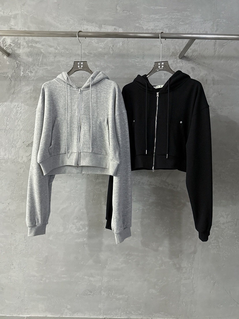 COME OPEN東大門㊣直郵女裝新品25秋冬衛衣連帽拉鏈衫短款貂皮COMP-(COME OPEN)衛衣