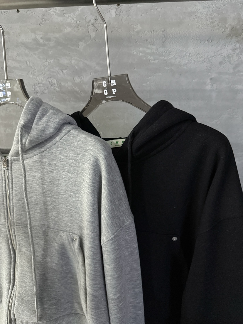 COME OPEN東大門㊣直郵女裝新品25秋冬衛衣連帽拉鏈衫短款貂皮COMP-(COME OPEN)衛衣