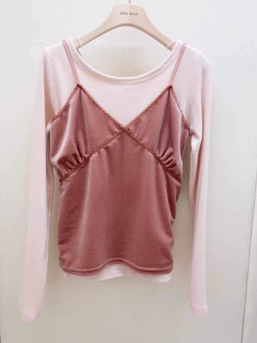 LOVE ROSIE韓國代購㊣女裝新款推薦時尚吊帶背心天鵝絨蕾絲LOVE ROSIE吊帶/背心