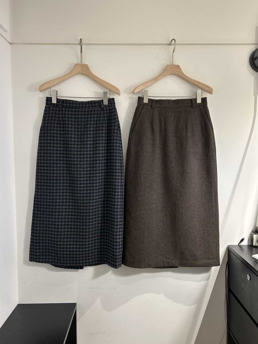 NOTICE東大門㊣實拍女士新款熱賣職業推薦休閑長裙羊毛格紋NOTICE長裙