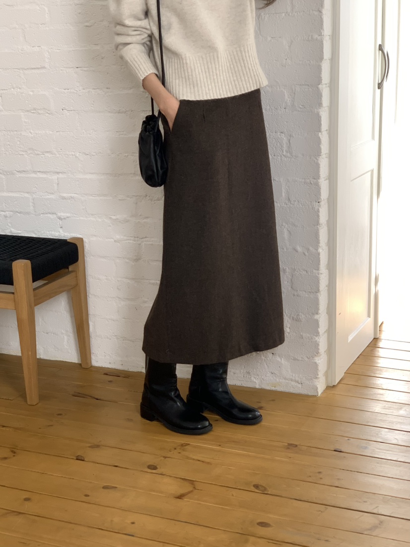 NOTICE東大門㊣實拍女士新款熱賣職業推薦休閑長裙羊毛格紋NOTICE長裙