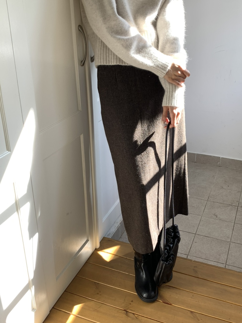 NOTICE東大門㊣實拍女士新款熱賣職業推薦休閑長裙羊毛格紋NOTICE長裙