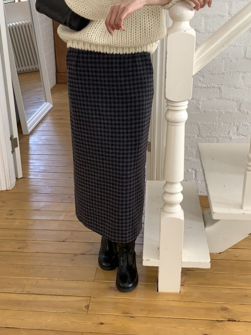 NOTICE東大門㊣實拍女士新款熱賣職業推薦休閑長裙羊毛格紋NOTICE長裙