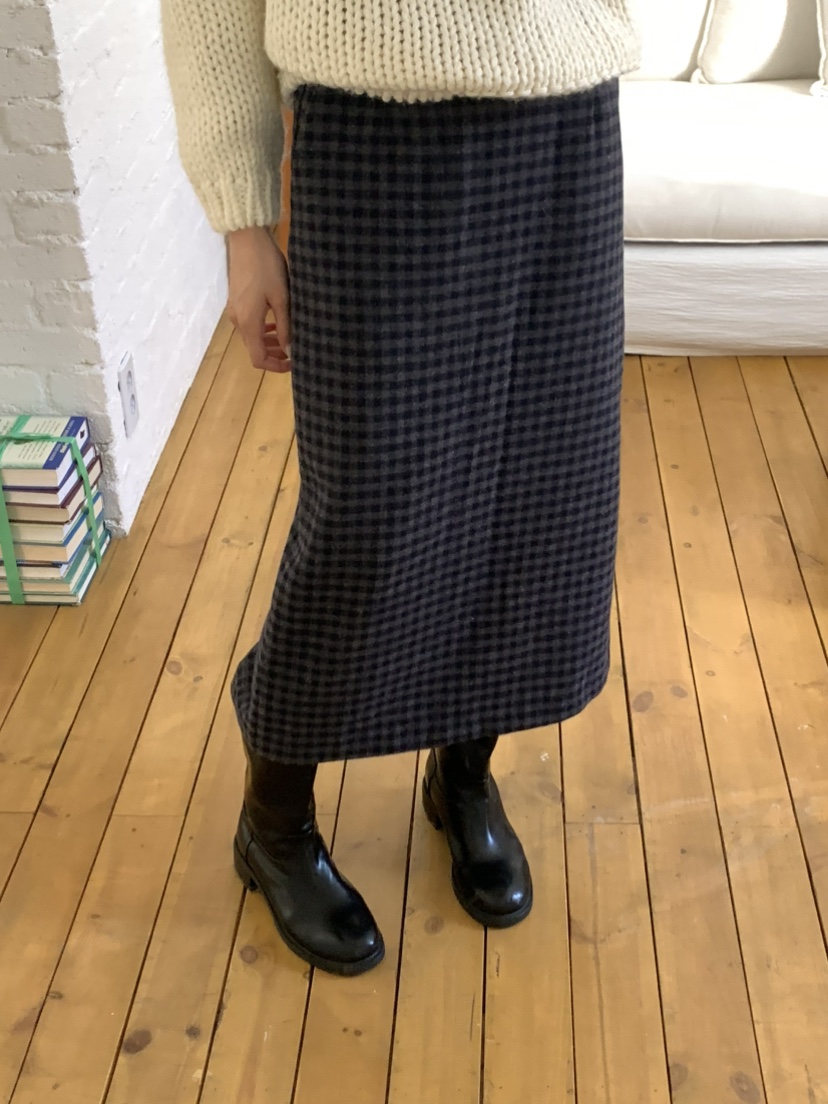 NOTICE東大門㊣實拍女士新款熱賣職業推薦休閑長裙羊毛格紋NOTICE長裙