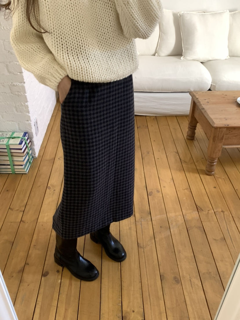 NOTICE東大門㊣實拍女士新款熱賣職業推薦休閑長裙羊毛格紋NOTICE長裙