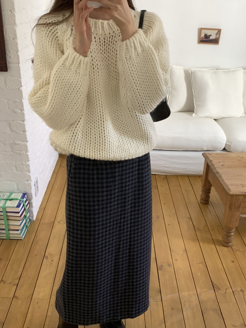 NOTICE東大門㊣實拍女士新款熱賣職業推薦休閑長裙羊毛格紋NOTICE長裙