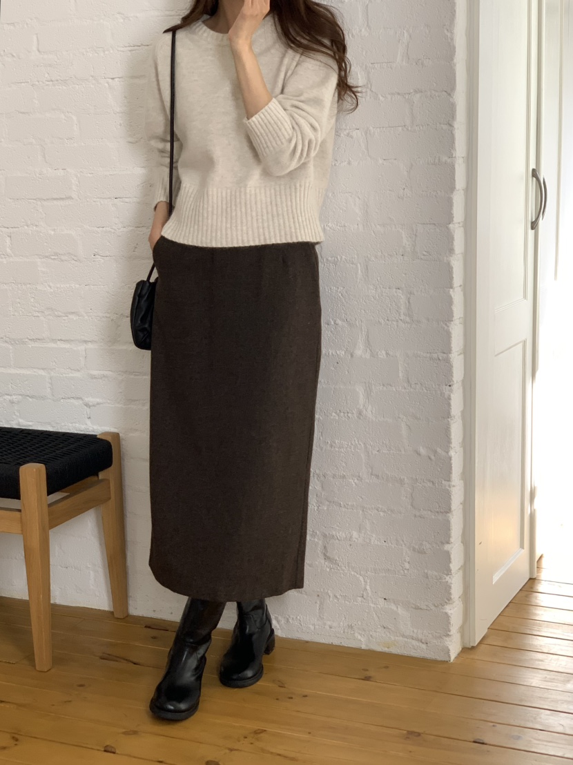 NOTICE東大門㊣實拍女士新款熱賣職業推薦休閑長裙羊毛格紋NOTICE長裙