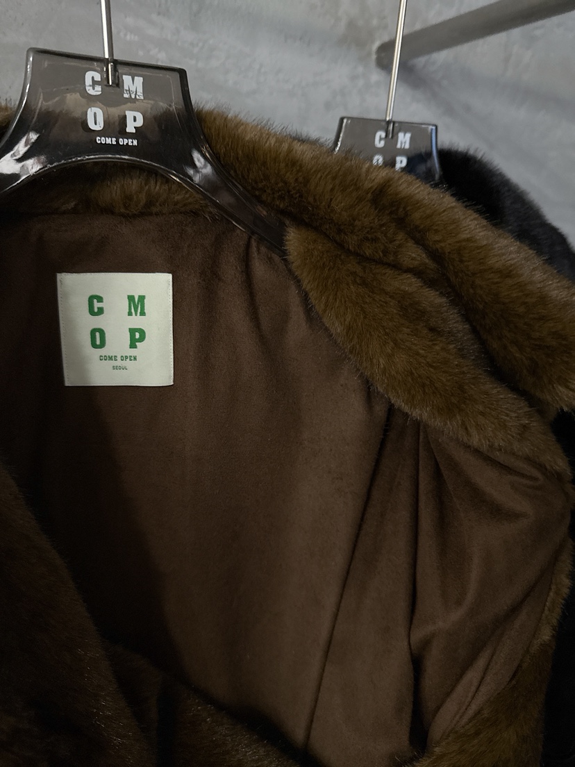 COME OPEN韓國直郵㊣女裝新品職業真品時尚休閑短款大衣貂皮COMP-(COME OPEN)短款大衣