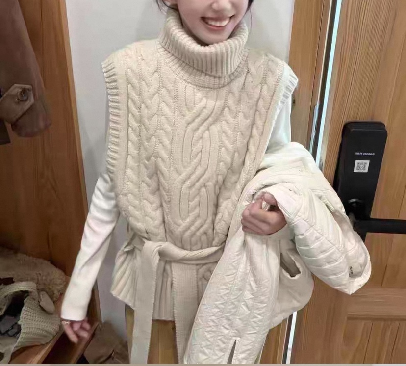 DOUZEMOIS韓國代購㊣女士新款休閑吊帶背心不含內搭含腰帶高領DOUZEMOIS吊帶/背心