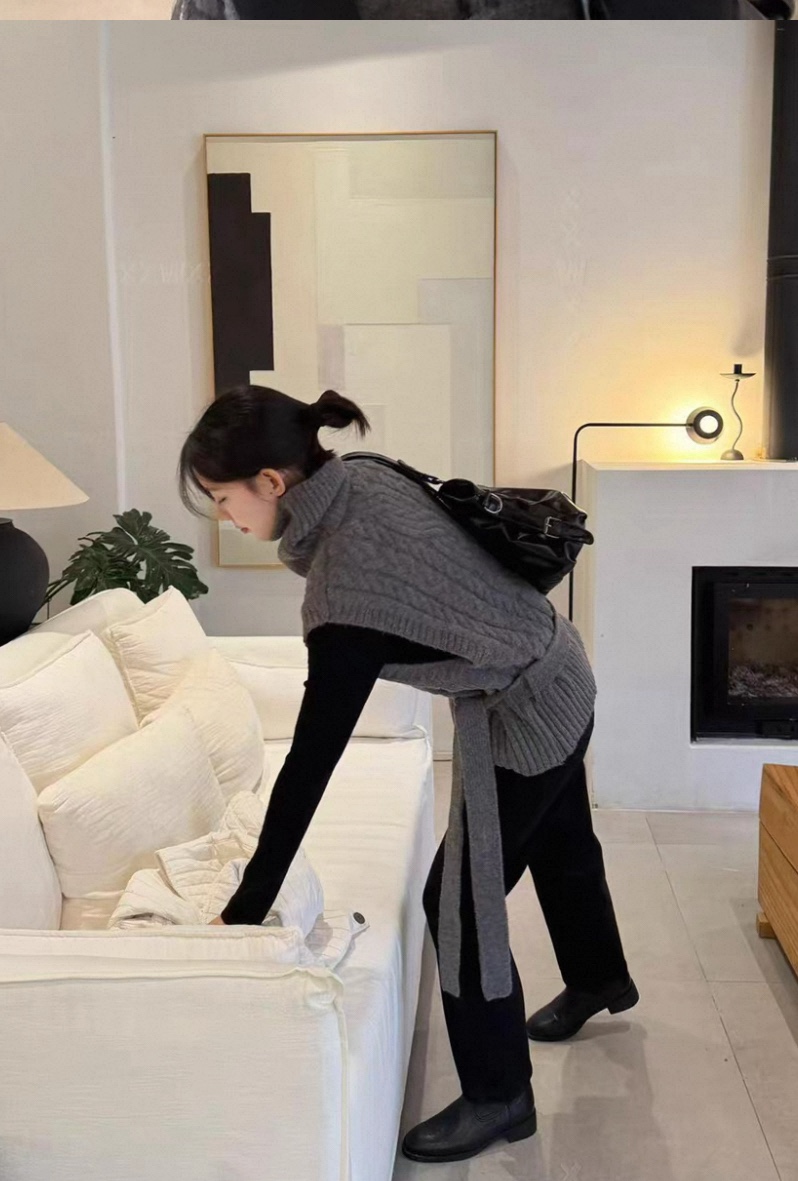 DOUZEMOIS韓國代購㊣女士新款休閑吊帶背心不含內搭含腰帶高領DOUZEMOIS吊帶/背心