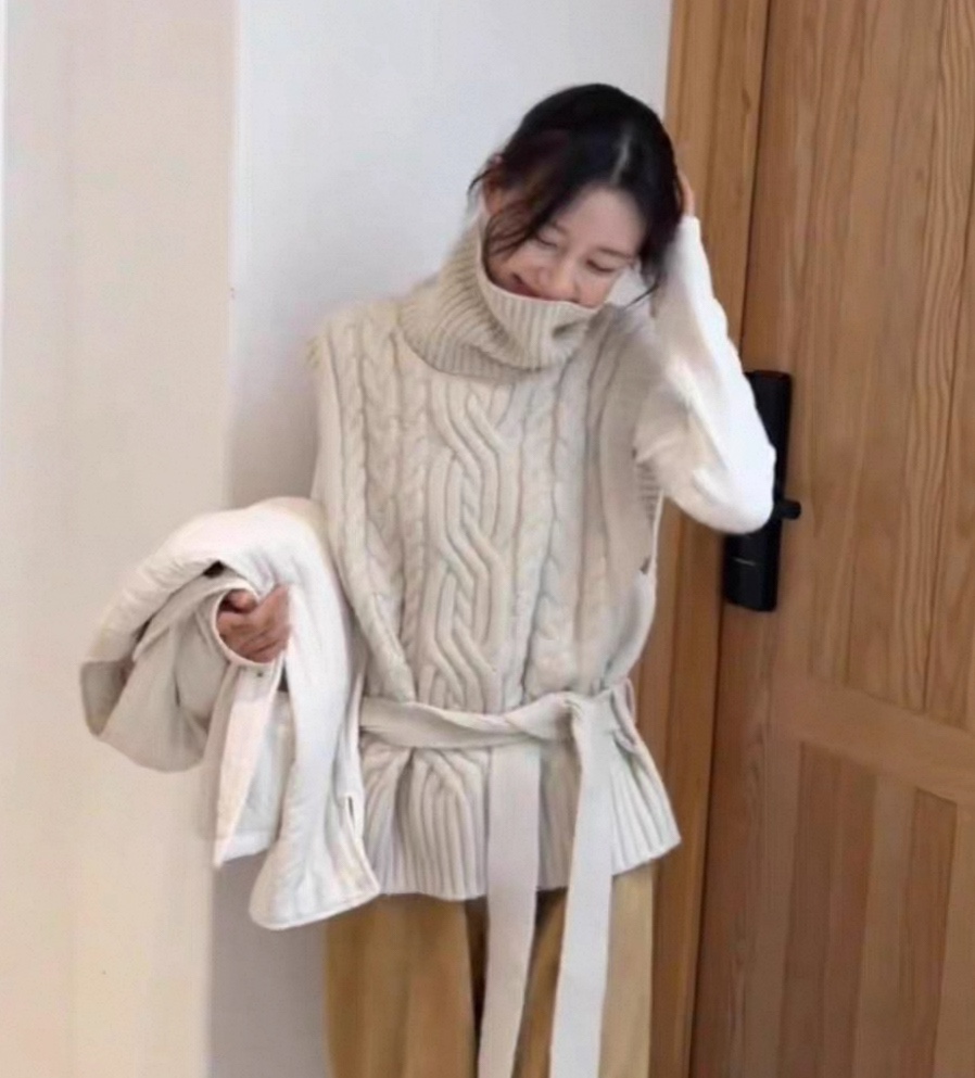 DOUZEMOIS韓國代購㊣女士新款休閑吊帶背心不含內搭含腰帶高領DOUZEMOIS吊帶/背心圖色1