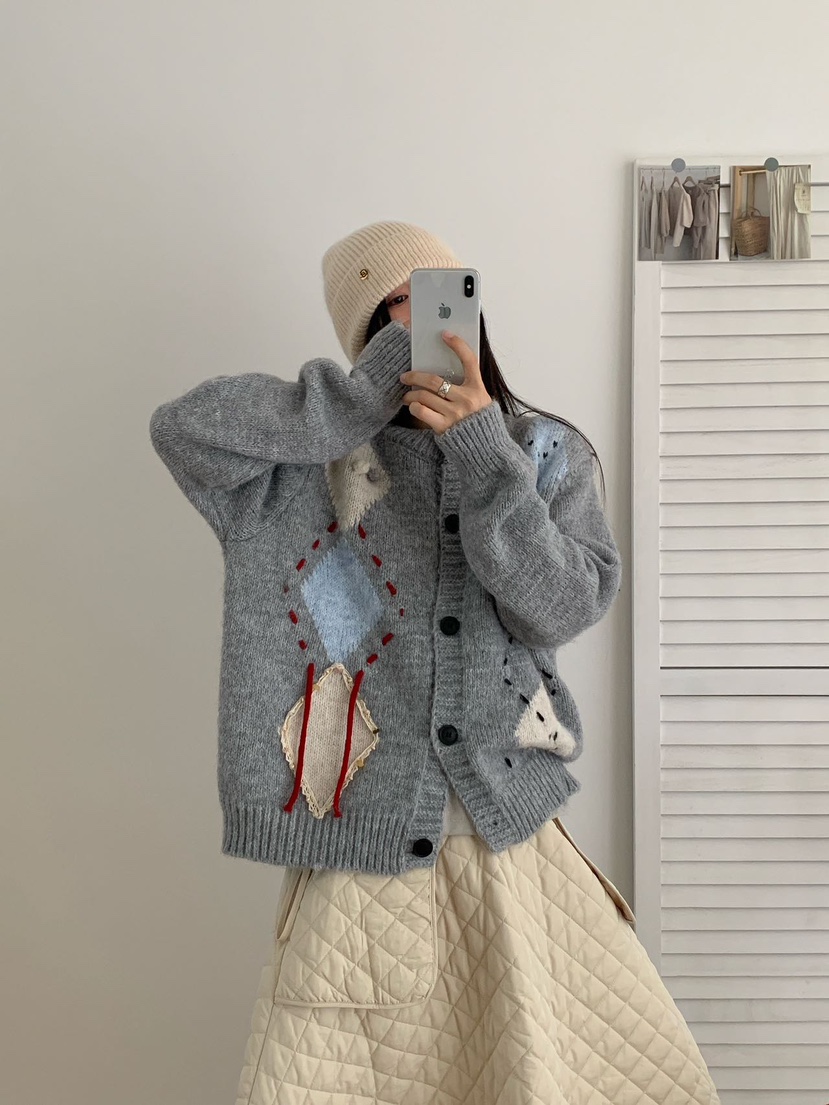 DOUZEMOIS韓國直郵㊣女裝新品人氣熱賣職業25秋冬毛衣羊毛開衫DOUZEMOIS毛衣