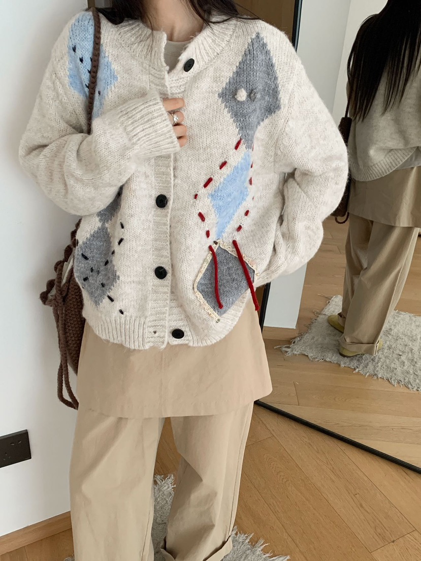 DOUZEMOIS韓國直郵㊣女裝新品人氣熱賣職業25秋冬毛衣羊毛開衫DOUZEMOIS毛衣圖色1