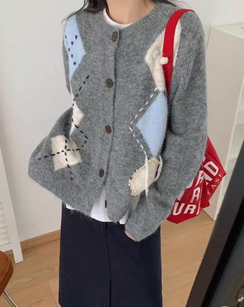 DOUZEMOIS韓國直郵㊣女裝新品人氣熱賣職業25秋冬毛衣羊毛開衫DOUZEMOIS毛衣圖色2