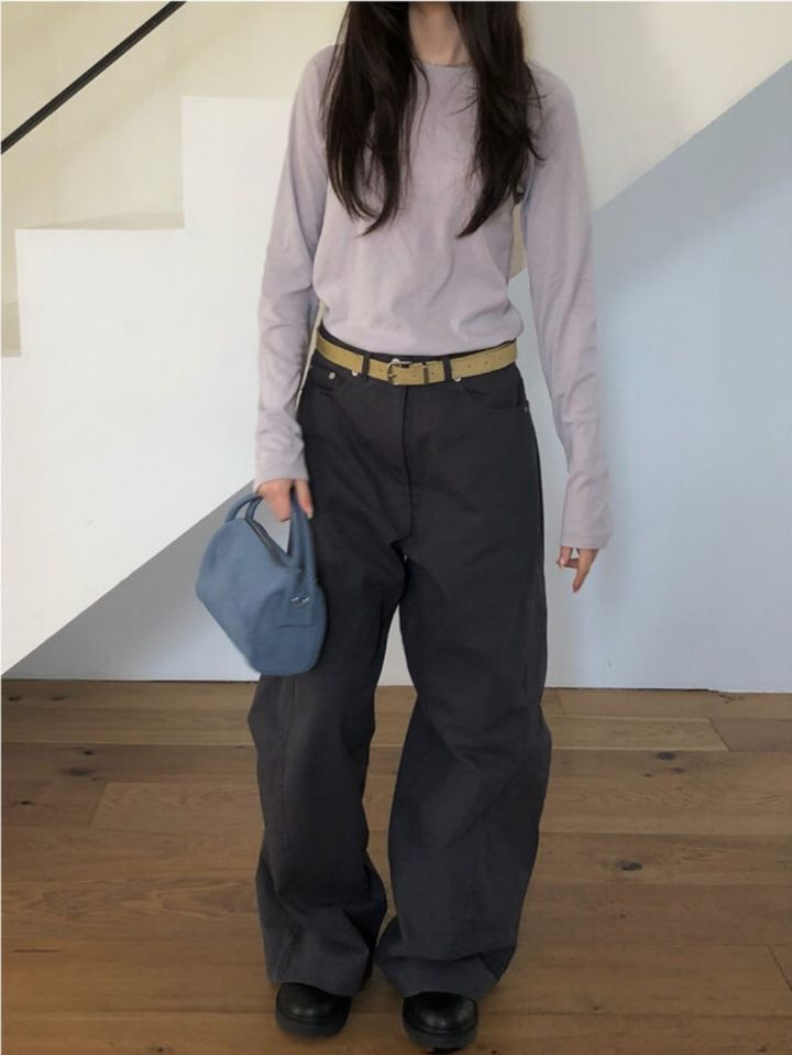 LIVE FOREVER韓國代購㊣女士新款休閑真品人氣25秋冬長袖T恤LIVE FOR_EVER長袖T恤