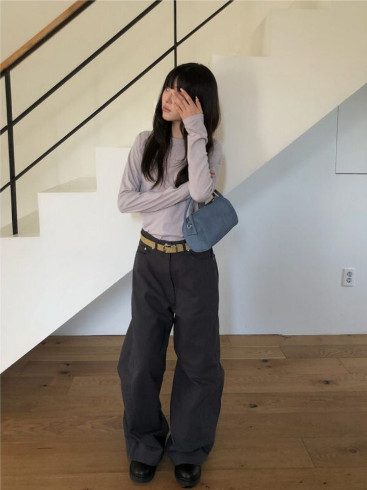 LIVE FOREVER韓國代購㊣女士新款休閑真品人氣25秋冬長袖T恤LIVE FOR_EVER長袖T恤圖色1