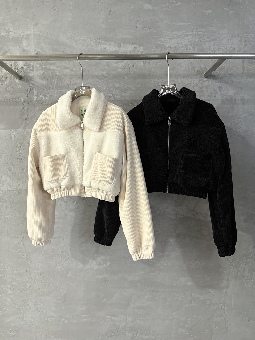 COME OPEN東大門㊣實拍女士新品推薦職業時尚夾克羊毛羅紋COMP-(COME OPEN)夾克