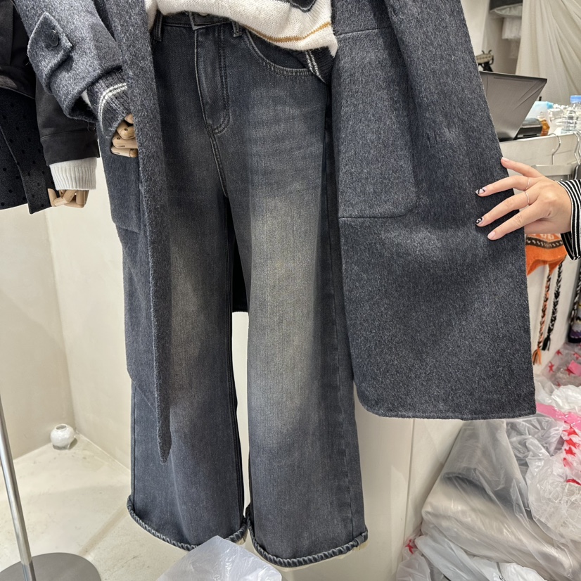 CREME BRULEE東大門㊣代購女裝新品職業熱賣休閑牛仔褲加絨CREME BRULEE/DH牛仔褲