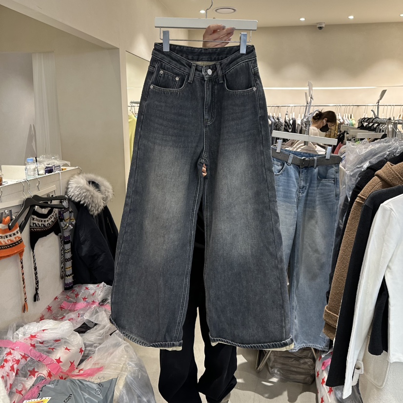 CREME BRULEE東大門㊣代購女裝新品職業熱賣休閑牛仔褲加絨CREME BRULEE/DH牛仔褲圖色1