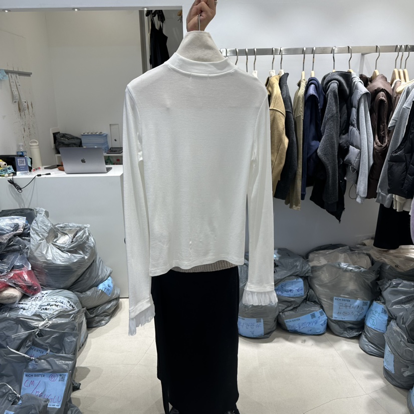 RICH SISTER韓國直郵㊣女裝新款25秋冬休閑推薦長袖T恤蕾絲RICH SISTER長袖T恤