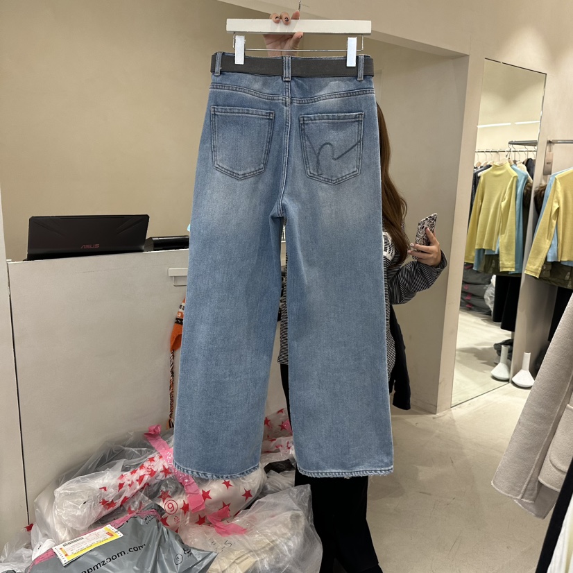 CREME BRULEE東大門㊣實拍女裝新款真品休閑牛仔褲不含腰帶CREME BRULEE/DH牛仔褲圖色1