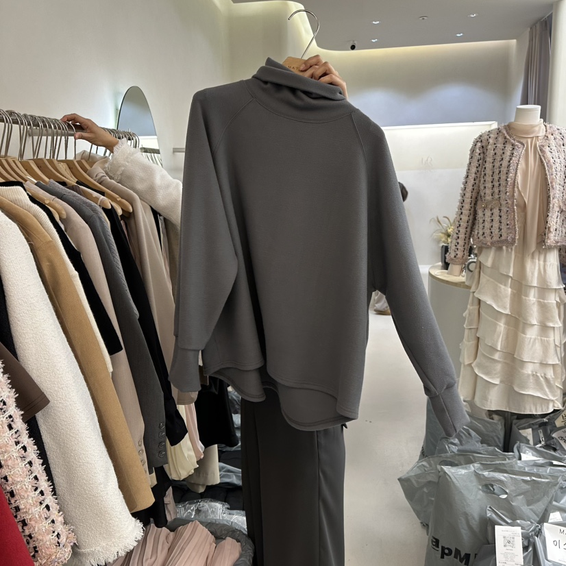 MATIERE東大門㊣直郵女士新品時尚25秋冬人氣真品長袖T恤羊毛MATIERE長袖T恤圖色2墨色