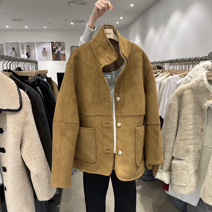 ACKER東大門㊣代購女裝新款時尚25秋冬真品人氣短款大衣兩面穿ACKER短款大衣