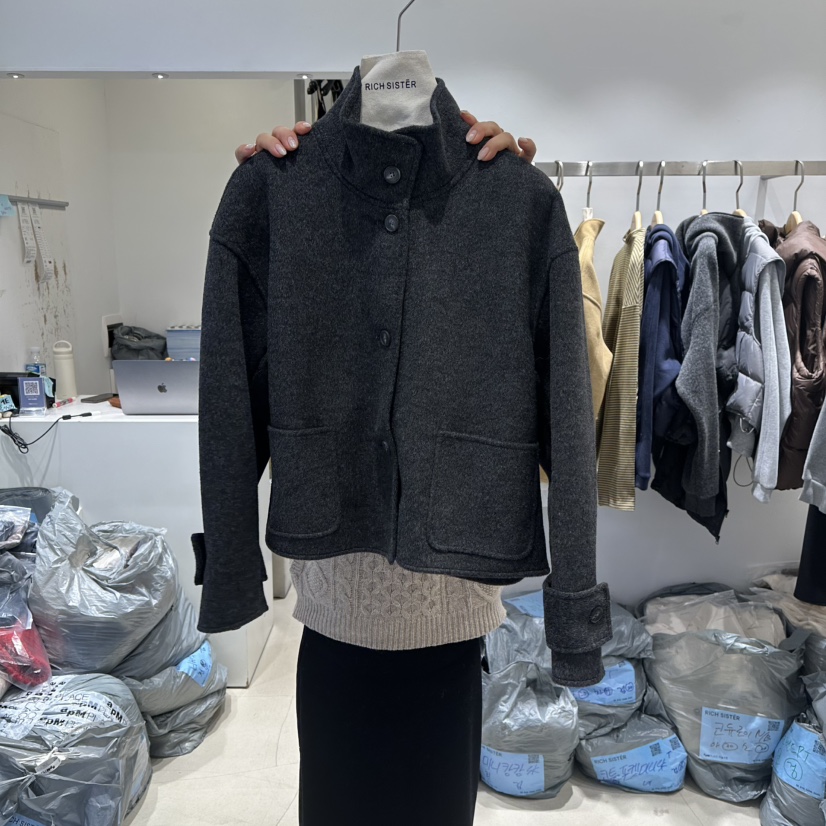 RICH SISTER東大門㊣實拍女裝新品熱賣時尚人氣職業夾克高領RICH SISTER夾克圖色3