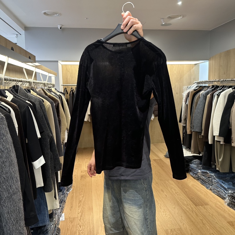 LEFANCY東大門㊣實拍女士新品真品人氣推薦長袖T恤天鵝絨紐扣LEFANCY長袖T恤