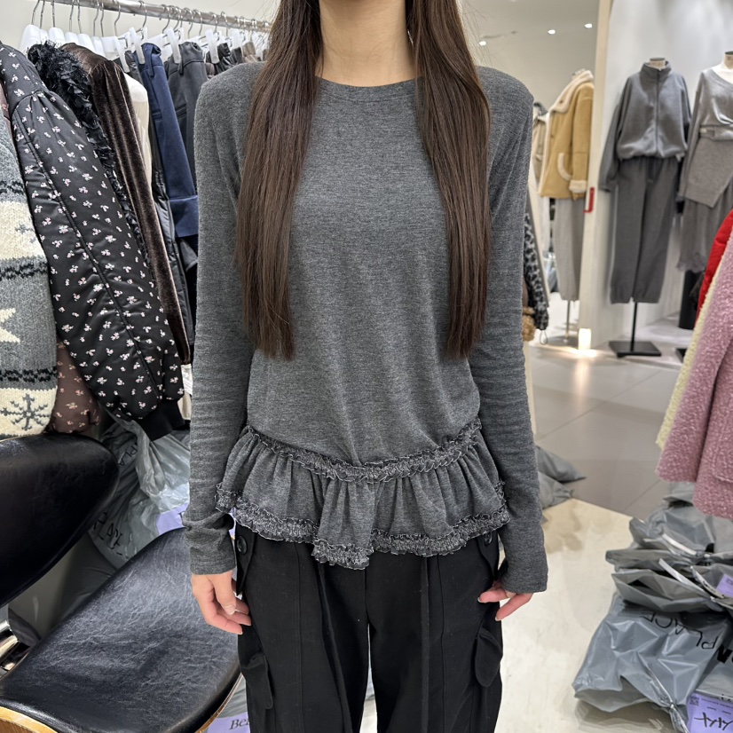 BENE東大門㊣實拍女裝新款25秋冬時尚真品人氣長袖T恤安哥拉BENE長袖T恤圖色3