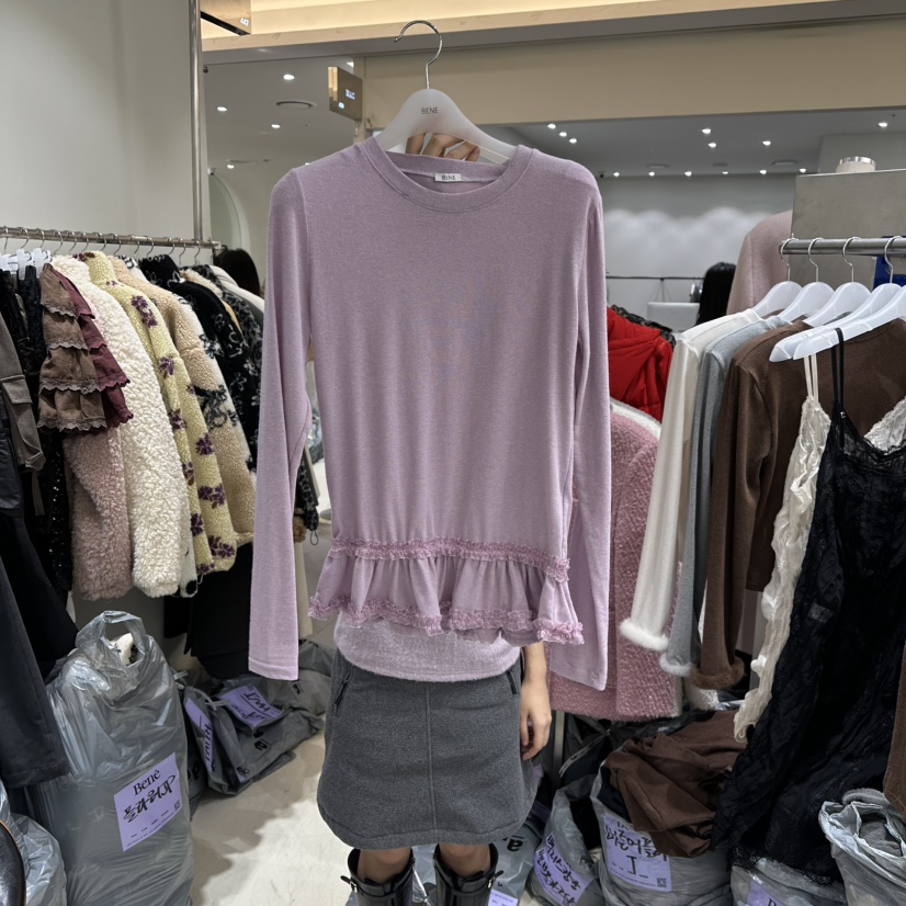 BENE東大門㊣實拍女裝新款25秋冬時尚真品人氣長袖T恤安哥拉BENE長袖T恤圖色4