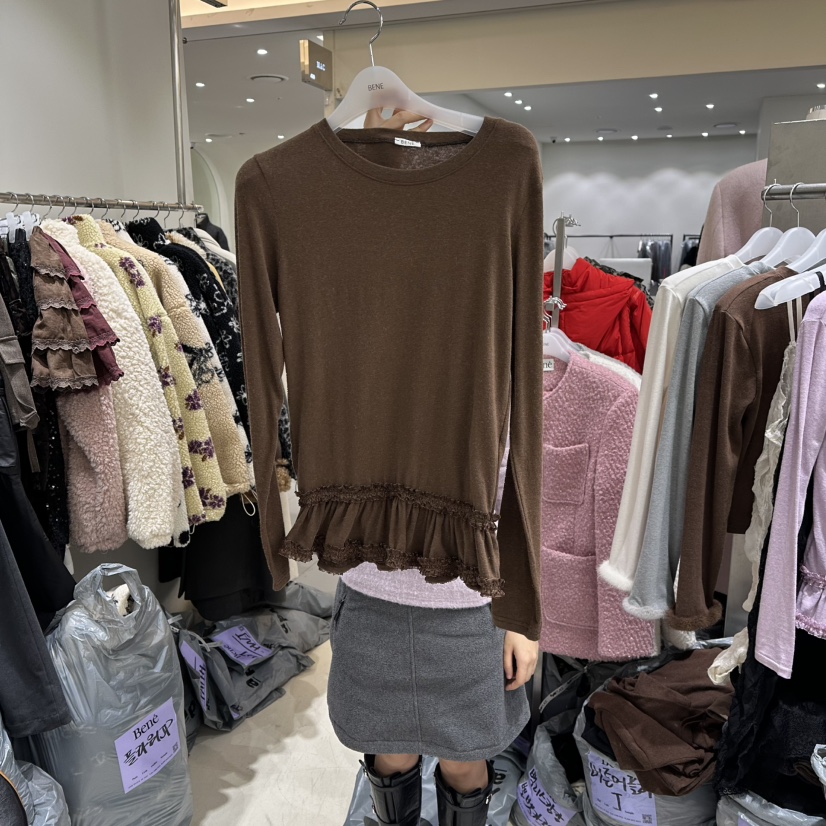 BENE東大門㊣實拍女裝新款25秋冬時尚真品人氣長袖T恤安哥拉BENE長袖T恤圖色5