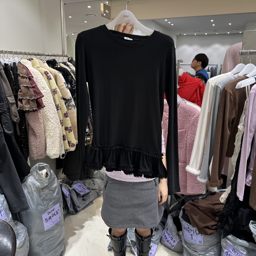 BENE東大門㊣實拍女裝新款25秋冬時尚真品人氣長袖T恤安哥拉BENE長袖T恤圖色6