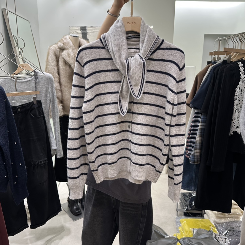 PART3韓國代購㊣女裝新款熱賣休閑25秋冬真品人氣套裝圍巾開衫Part.3套裝圖色1