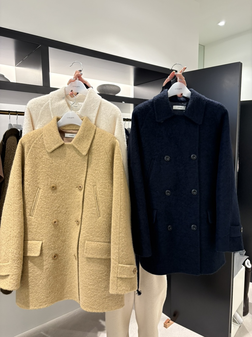 CREAM-P韓國直郵㊣女裝新款真品職業25秋冬時尚中長款大衣CREAM-P中長款大衣