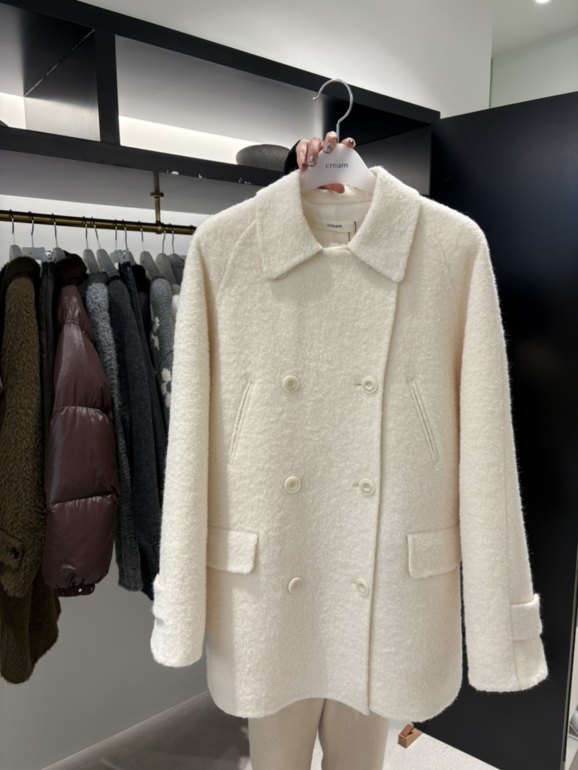 CREAM-P韓國直郵㊣女裝新款真品職業25秋冬時尚中長款大衣CREAM-P中長款大衣圖色1