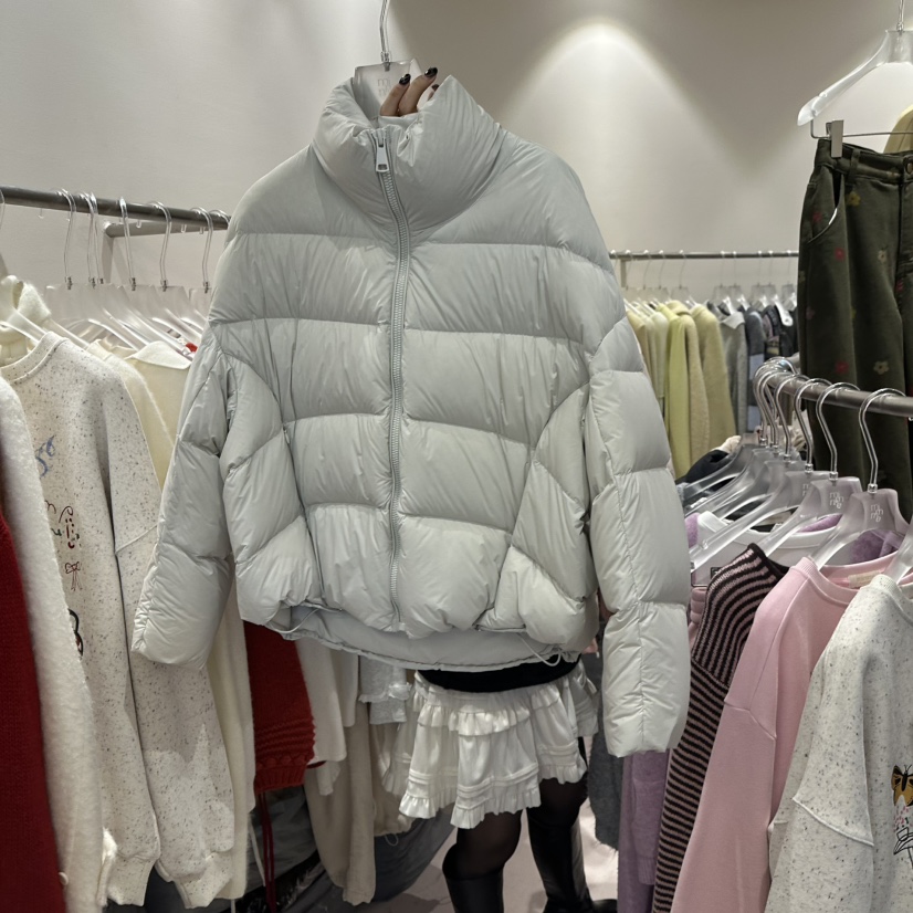 MIMME東大門㊣實拍女裝新品真品推薦時尚短款羽絨服條紋鵝絨MIMME短款羽絨服圖色1