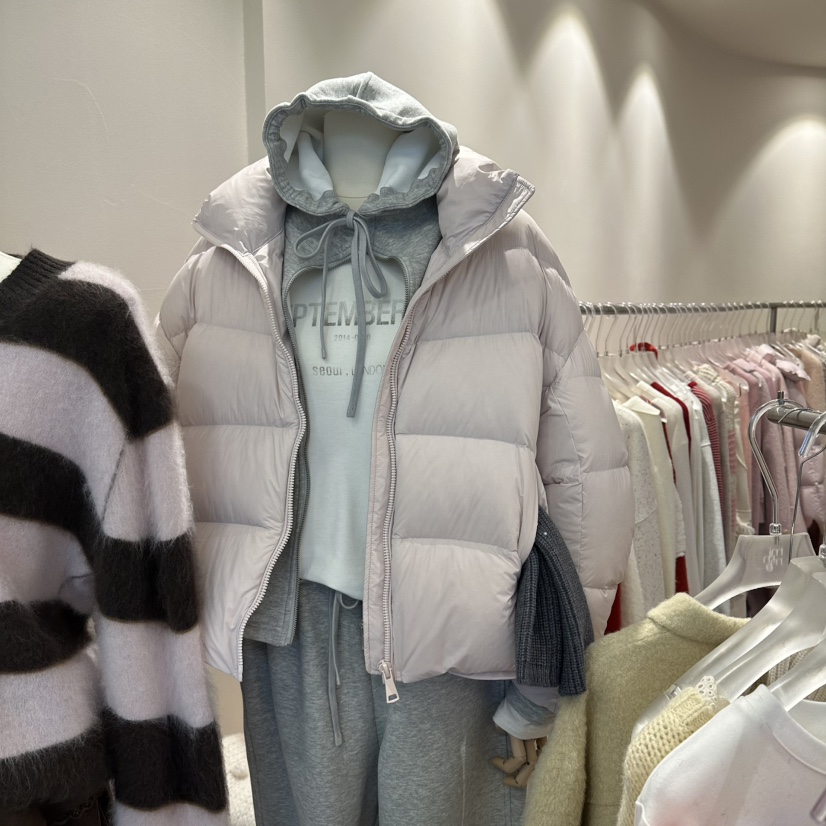 MIMME東大門㊣實拍女裝新品真品推薦時尚短款羽絨服條紋鵝絨MIMME短款羽絨服圖色2