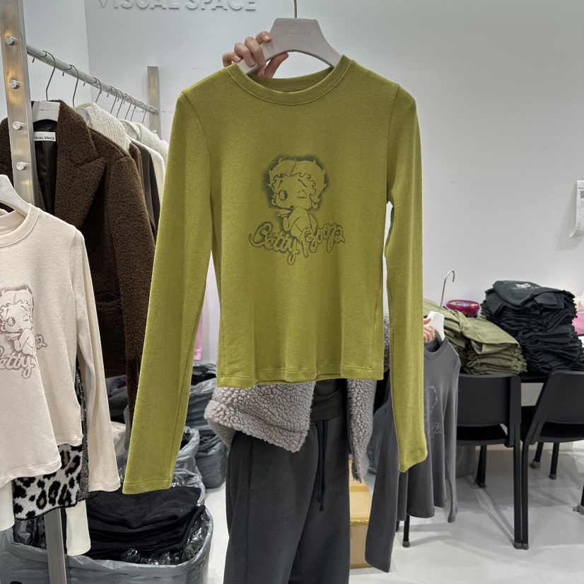 VISUAL SPACE韓國直郵㊣女士新品人氣職業25秋冬休閑長袖T恤VISUAL SPACE長袖T恤圖色2