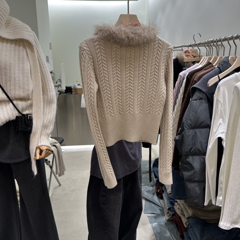 PART3韓國直郵㊣女士新品推薦熱賣休閑毛衣毛領可拆可拆卸寬松Part.3毛衣