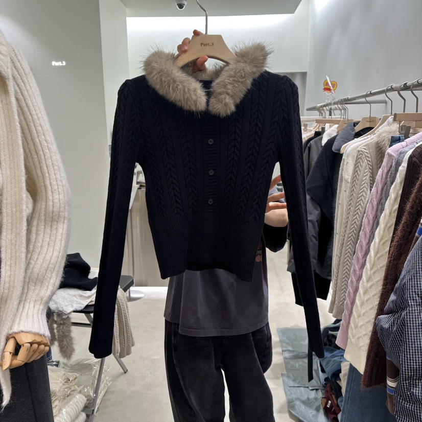 PART3韓國直郵㊣女士新品推薦熱賣休閑毛衣毛領可拆可拆卸寬松Part.3毛衣圖色2