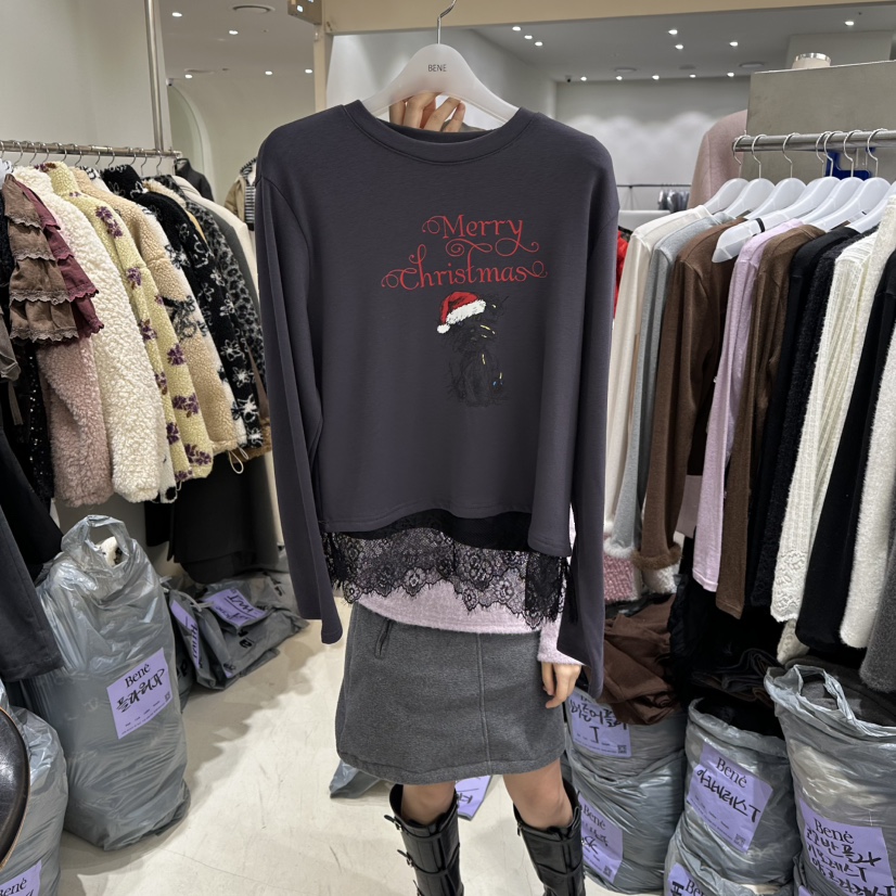 BENE東大門㊣實拍女裝新款人氣休閑時尚熱賣25秋冬推薦長袖T恤BENE長袖T恤圖色4墨色