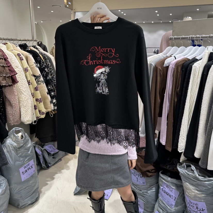BENE東大門㊣實拍女裝新款人氣休閑時尚熱賣25秋冬推薦長袖T恤BENE長袖T恤圖色5黑色