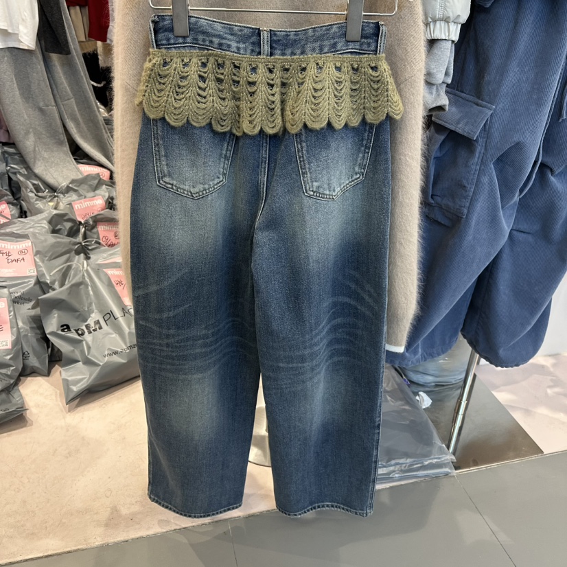 MIMME韓國直郵㊣女士新款職業時尚熱賣人氣推薦牛仔褲荷葉邊MIMME牛仔褲