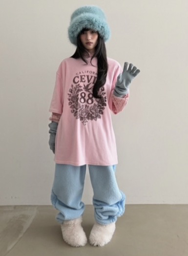 CLODE韓國直郵㊣女士新款休閑職業推薦25秋冬長袖T恤天鵝絨CLODE長袖T恤圖色2